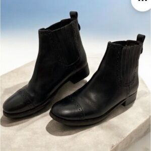 Tory Burch Genuine Leather Black Ankle Boots Size 7.5